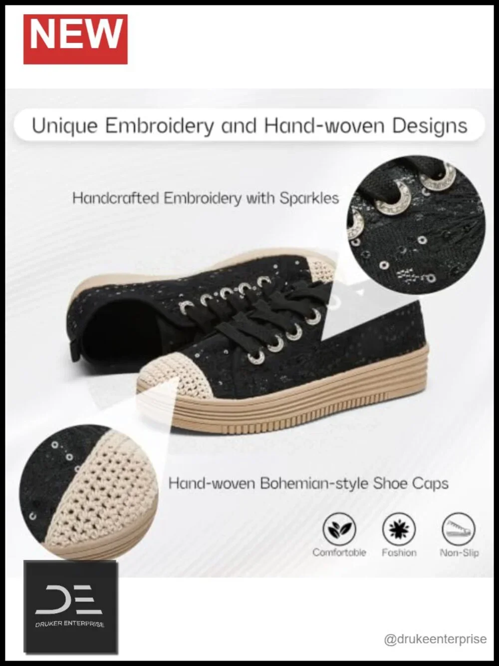 Women's Mesh Slip On Flats Espadrilles Platform Lace Sneakers Breathable